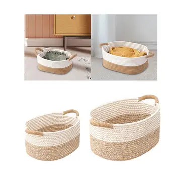 Веревочные плетеные корзины для организации, подарочная корзина Пустой органайзер для ванной комнаты Корзины для хранения тканой веревки Корзина для игрушек для дома