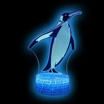 Пингвин Светодиодный ночник Touch Акриловая 3D иллюзия Стол Кровать Лампа Изменение Цвета День Рождения Рождественский Подарок Для Детей Декор Комнаты