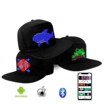 LED Освещение Шляпа Умный Bluetooth Управление экраном Шляпа Многоязычный дисплей Рекламный колпачок Выпускной вечер Декоративная шляпа Редактируемая