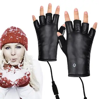 USB Теплые перчатки для рук Перчатки с электрическим подогревом USB без пальцев для катания на лыжах Верховая езда Пешие прогулки Защита рук