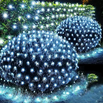 3X3M 4.5X1.5M Рождественский сетчатый свет На открытом воздухе Рождественский мерцающий сетчатый свет Водонепроницаемый Fairy Bush Light Висячий занавес Гирлянда Свет