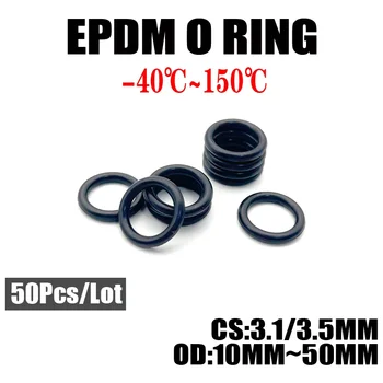 50 шт. Уплотнительные кольца EPDM CS 3,1 / 3,5 мм наружный диаметр 10 мм ~ 50 мм Кислото- и щелочестойкость Водостойкость Сопротивление трению Уплотнительное кольцо Черный