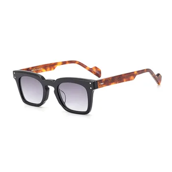 2024 Новое поступление ретро квадратных солнцезащитных очков для мужчин Классические черные солнцезащитные очки в стиле INS Дизайнерские ацетатные солнечные очки ручной работы