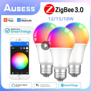 ZigBee Smart Bulbs E27 Светодиодная лампа Умная лампочка RGB 220 В 110 В работает с приложением Tuya Smart Life Smartthings Alexa Hub Расходные материалы