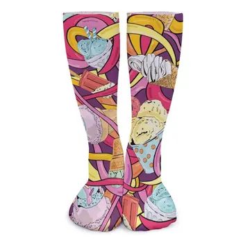 Абстрактные носки для мороженого Забавные пищевые принты Модные чулки Женщины Мужчины Средние мягкие спортивные носки на открытом воздухе Зимние противоскользящие носки