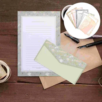 5 комплектов цветочных фирменных бланков Стильная бумага и конверты Свадебное приглашение Японские канцелярские студенты с