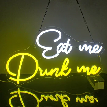 Eat Me Drink Me Neon Sign Светодиодная панель Неоновые вывески для настенного декора USB с регулируемой яркостью светодиодные вывески для кухни Club Restaurant Man Cave Party