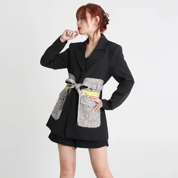 Женский повседневный пиджак Французский придворный стиль 2023 Осень Дизайн V-образным вырезом Шикарные свободные роскошные элегантные женские пиджаки средней длины