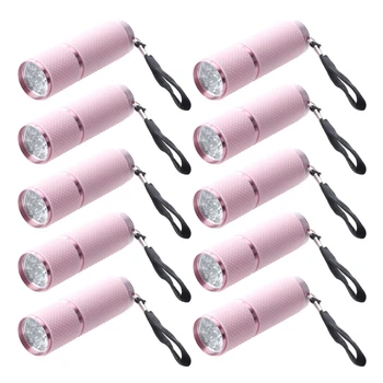 10X Открытый мини-фонарик с розовым резиновым покрытием 9-светодиодный фонарик