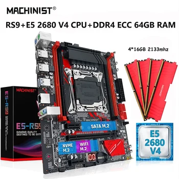 MACHINIST RS9 X99 Комплект материнской платы Xeon E5 2680 V4 Процессор LGA 2011-3 64G=4*16G DDR4 ECC 2133 ОЗУ Память NVME M.2 SATA