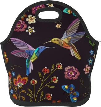  Винтажная бабочка колибри с цветами Дизайн Большая емкость для обеда Изолированная коробка для ланча для женщин, взрослых, подростков, студентов