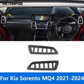  для Kia Sorento MQ4 2021-2023 2024 Углеродное волокно Передняя верхняя крышка вентиляционного отверстия Отделка рамки Аксессуары для интерьера Стайлинг автомобиля