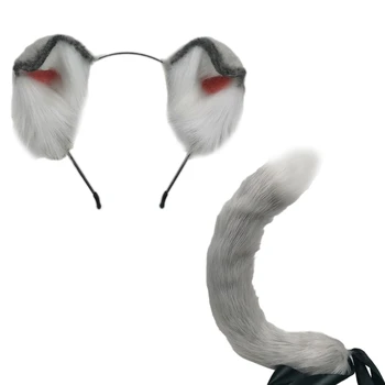 Косплей Кошачьи уши Повязка на голову Вечеринка Костюм Искусственный мех Повязка для волос Аксессуары для волос
