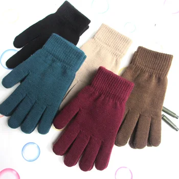 Пара женских зимних и осенних утолщенных однотонных перчаток с полным пальцем на открытом воздухе велосипед теплые лыжи для вязания удобных перчаток