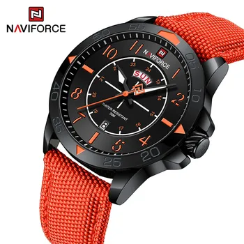 Naviforce Оригинальный дизайн Новые военные мужские часы Мода Спорт Водонепроницаемый нейлоновый ремешок Кварцевые наручные часы Relogio Masculino