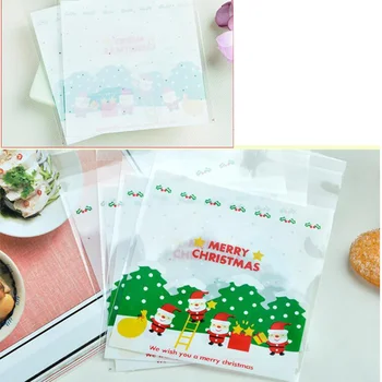 200 Рождественские пакеты Самоклеящиеся пакеты Сумки Конфеты Подарочные упаковочные пакеты для рождественских вечеринок