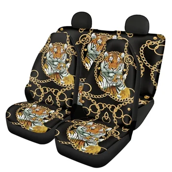  Tiger с цепью Чехлы для автомобильных сидений Дизайн Простая в установке автомобильные аксессуары Универсальный седан Передние и задние чехлы на сиденья Набор из 2 шт