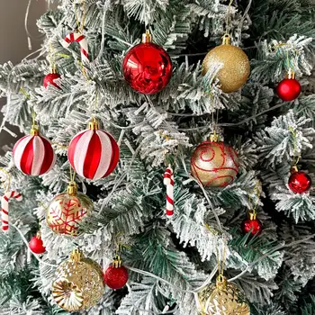 Глазурованные рождественские шары Матовая отделка Рождественские шары Яркий набор рождественских шаров из 44 частей Многоцветный принт снежинки для елки
