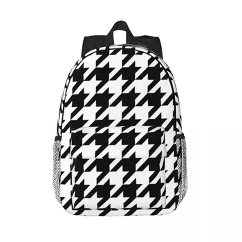 Черно-белый рюкзак «гусиная лапка» Сумка для мальчиков и девочек Модные детские школьные сумки Дорожный рюкзак Сумка через плечо Большая емкость