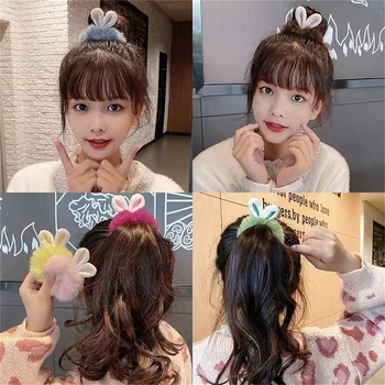 Милые сладкие кроличьи уши волосы веревка конфеты цвет эластичные резинки для волос девушки аксессуары для волос