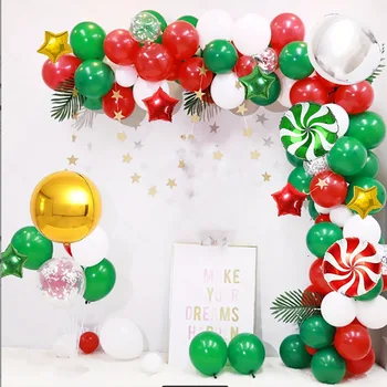 Рождественский воздушный шар Арка Зеленый Золото Красная коробка Конфеты Воздушные шары Гирлянда Конус Взрыв Звезда Фольга Воздушные шары Новый год Рождественская вечеринка Декор