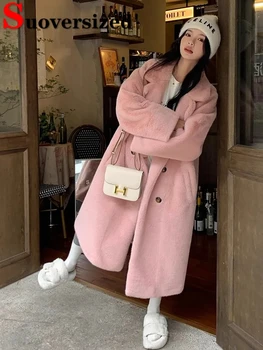 Зимние женские куртки из искусственного меха средней длины утолщают корейские плюшевые пальто, имитирующие норковую пушистую куртку, теплую элегантную роскошную пальто