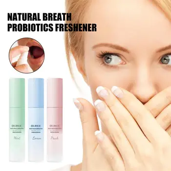 Портативный освежитель дыхания с пробиотиками Fresh Mouth Устраняет неприятный запах изо рта Белый персик и мята Fresh Lasting Oral Care Spray