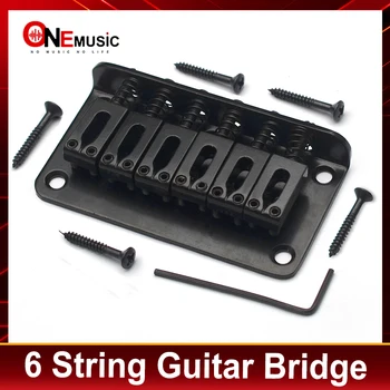 6 струнный гитарный бридж 78x42MM Фиксированный бридж для электрогитары Гитарный струнодержатель черный/хромированный