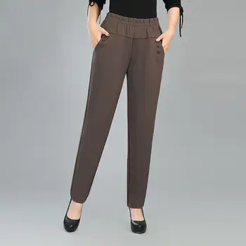 2023 Новые женские брюки осенне-зимней моды Эластичная талия Простые вельветовые брюки Повседневные свободные плюшевые утолщенные теплые брюки-карандаш