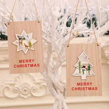Рождественская деревянная дверь Подвесной торговый центр Рождественская приветственная открытка Рождественские украшения Принадлежности Дверная бирка Кулон
