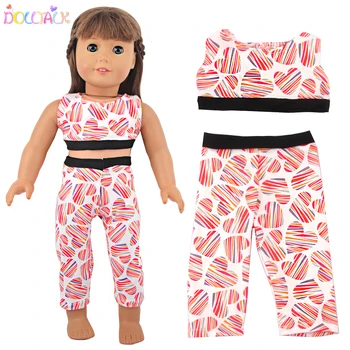 Красочная кукла с сердцем Одежда Костюм для йоги для 18 дюймов Американская кукла & OG для девочек, 43 см Baby New Born Doll Одежда Аксессуары Игрушка для девочек
