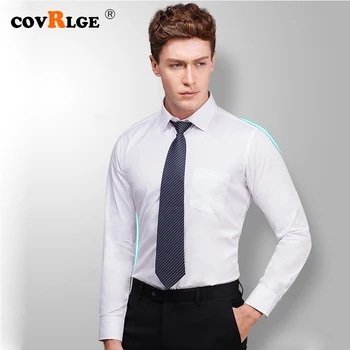 Covrlge Мужская рубашка с длинным рукавом Платье Профессиональная рубашка с длинным рукавом Мужская рубашка приталенного кроя Однотонная мужская деловая рубашка MCL221