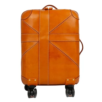 Натуральная кожа Rolling Luggage Spinner Женщины Мужчины Бизнес Чемодан Колеса Мода 20-дюймовая кабинная тележка Дорожная сумка