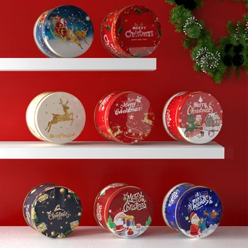  1 шт. Металлическая коробка для печенья, рождественская подарочная коробка, контейнеры для хранения конфет, жестяные подарочные коробки с крышками для рождественских праздничных принадлежностей
