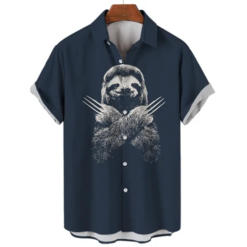  Винтажная мужская рубашка и блузка с 3D-принтом и коротким рукавом Лацканы Топы Простая футболка для мужчин Одежда оверсайз Повседневная мужская одежда