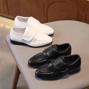 Детская кожаная обувь Британский стиль Обувь на низком каблуке с мягкой подошвой Обувь для мальчиков Модная школа Производительность Детская обувь Формальная одинарная обувь