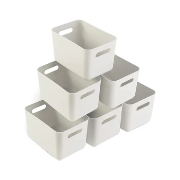 Пластиковые ящики для хранения - набор из 6 пластиковых корзин для хранения в ванной комнате, на кухне и в офисе (6 шт.)