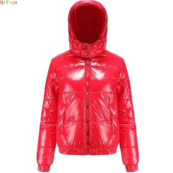 Ярко-красная женская толстая куртка с капюшоном Зима Новые толстые пальто Модные теплые женские парки Королевский синий золотисто-желтый черный верхняя одежда