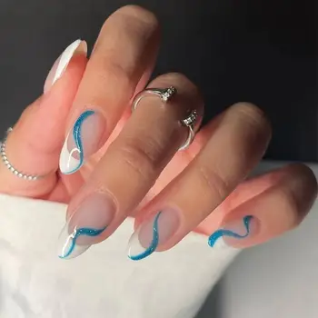 Женщины Мода Съемный маникюрный инструмент Полное покрытие Французский шпилька Искусственные ногти Миндаль Накладные ногти Кончики для ногтей Носимый