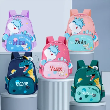 Мультяшный детский рюкзак Изготовленный на заказ детский сад школьный рюкзак Персонализированное имя Мальчики и девочки Милые маленькие рюкзаки с динозаврами