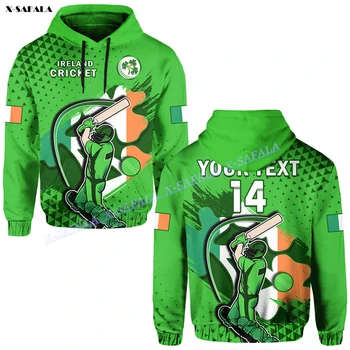 Custom Ирландия Ирландский крикет 3D-печатная толстовка с капюшоном Мужчины Пуловер Спортивный костюм Верхняя одежда Джемпер Толстовка Повседневная