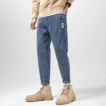 Мужские джинсы Harem Slim Fit Классические синие джинсовые брюки Хлопок Demin Шаровары Мода Уличная одежда Джоггеры