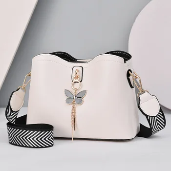 2023 Женская белая сумка Новая дизайнерская бабочка с кисточкой PU кожа Сумки-мессенджеры Женские сумки через