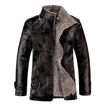2023 Осень и зима Новая классическая мода плюс флис утолщенный теплый большой размер кожаный мужской повседневный свободный удобный пальто