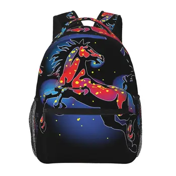 Растровый красный рюкзак для бегущей лошади для девочек и мальчиков рюкзаки для подростковой школьной сумки