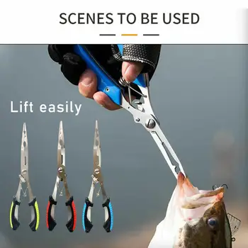 Плоскогубцы для рыбы Длинный нос Противоскользящий Высокопрочный многофункциональный разрез Леска Рыболовные крючки Плоскогубцы Рыболовное снаряжение