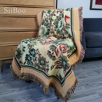 Американское пасторальное цветочное плетение 100% хлопок двустороннее декоративное покрывало для дивана полотенце одеяло для кровати throw funda sillon SP4912
