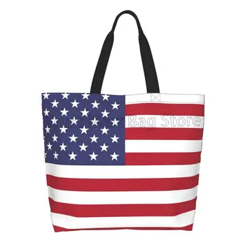 американский флаг США холщ сумка большая женская повседневная сумка через плечо сумка многоразовая многоцелевая продуктовая сумка для покупок на открытом воздухе