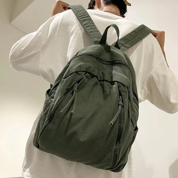 Большой дорожный рюкзак для влюбленных Зеленый холст Экологичные студенты Школьные рюкзаки унисекс Многокарманный лагерный рюкзак для влюбленных