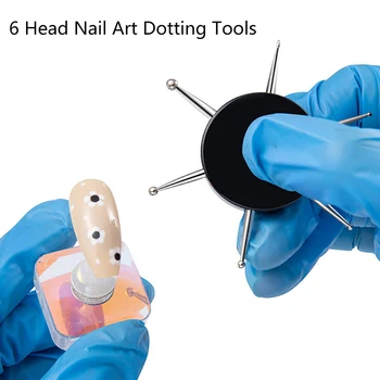 1PC 6 головок Инструменты для точечного дизайна ногтей Дисковый сверл для ногтей Инструменты для ногтей Инструменты для рисования точек Дрель для ногтей